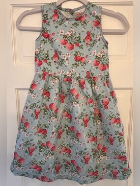 Cath Kidston Light Blue Strawberry Print Girls' Dress